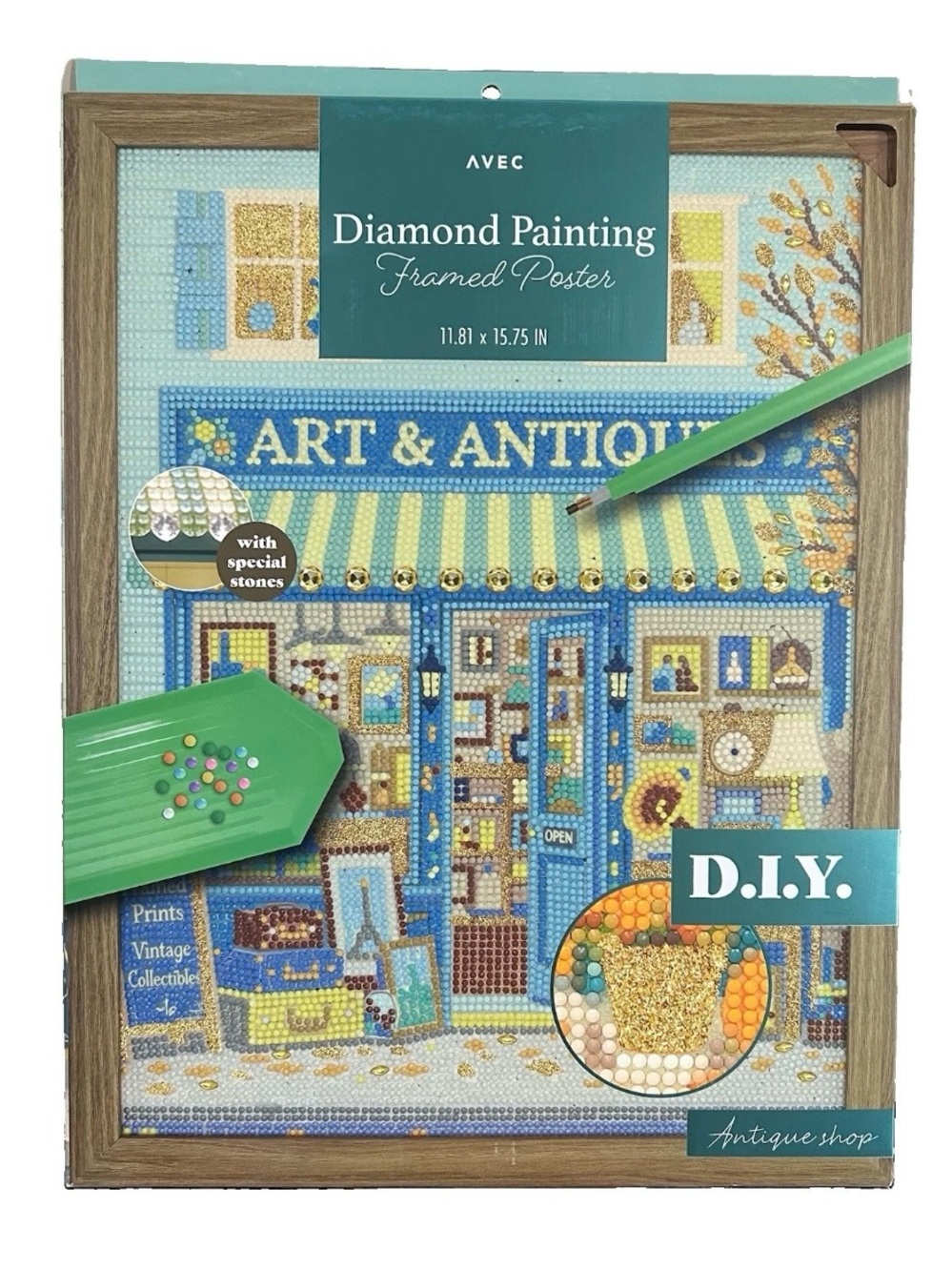 Avec DIY Diamond Painting Framed Poster Kit Antique Shop 11.8x15.75" New in Box